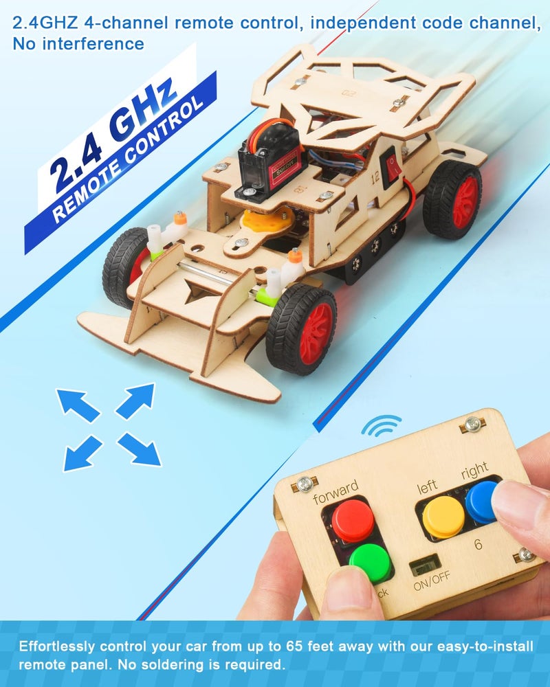 Poraxy STEM Kits for Kids Age 8-10 Toys for Boys Age 8-12 Building Remote Control Model Car Wooden 3D Puzzles 8-13 Teenage Science Projects  Birthday Gifts for 8 9 10 11 12 13 Year Old Teen Boys Girls - Image 4